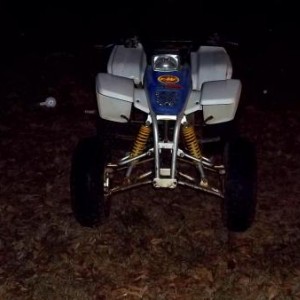 My 1998 Yamaha Blaster 200cc I got for free from a friend of mine. I have rebuilt the topend an put new clutchs in it along with new reeds an it runs great an I'm steal working on it an mybe by the summer I will be done with ever ting going to do to it.             Sorry took pictures at night.