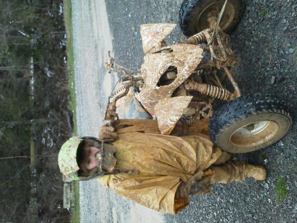 my younger son got a little dirty on our trail ride that day