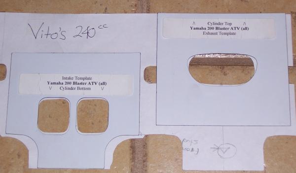 Race Logic porting teplates over-laying the Vito's 240cc port map (front view)