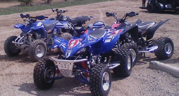 YFZ foreground Raptor 350 on right...
